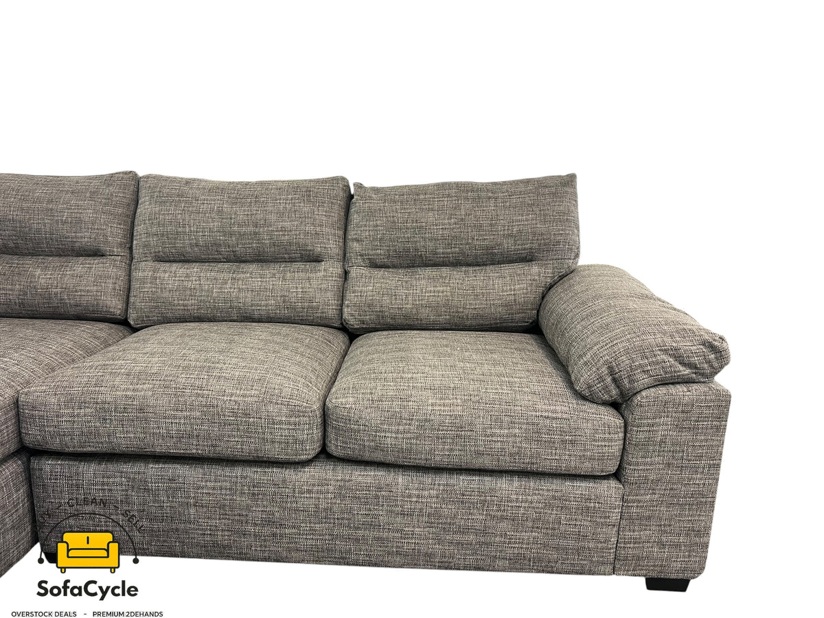 Hoekzetel donkergrijs in stof, hoek L – overstock