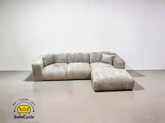 Hoekzetel grijs in bouclé, hoek R – overstock
