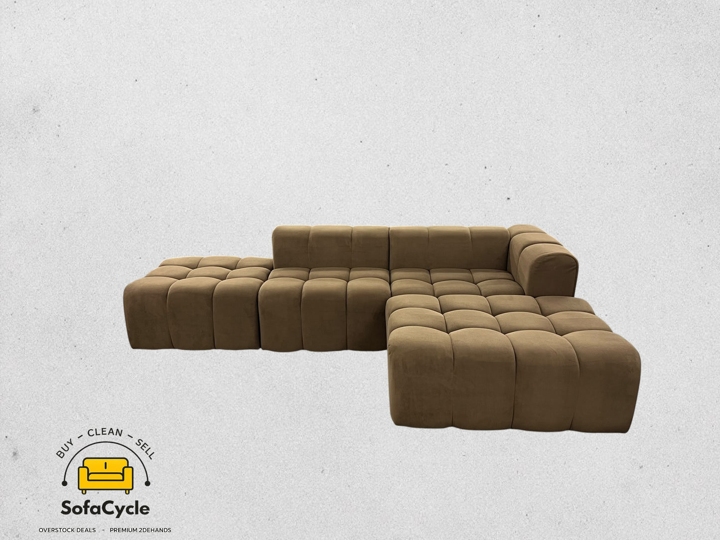Bubbel hoekzetel bruin in fluweel, hoek R – overstock