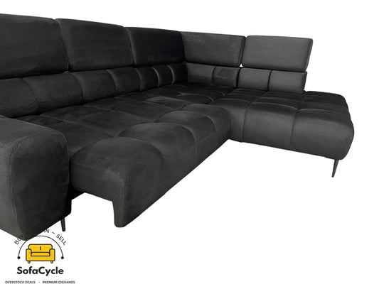 Hoekzetel zwart in fluweel met relaxfunctie – overstock