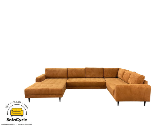 U-zetel cognac in ribstof – overstock