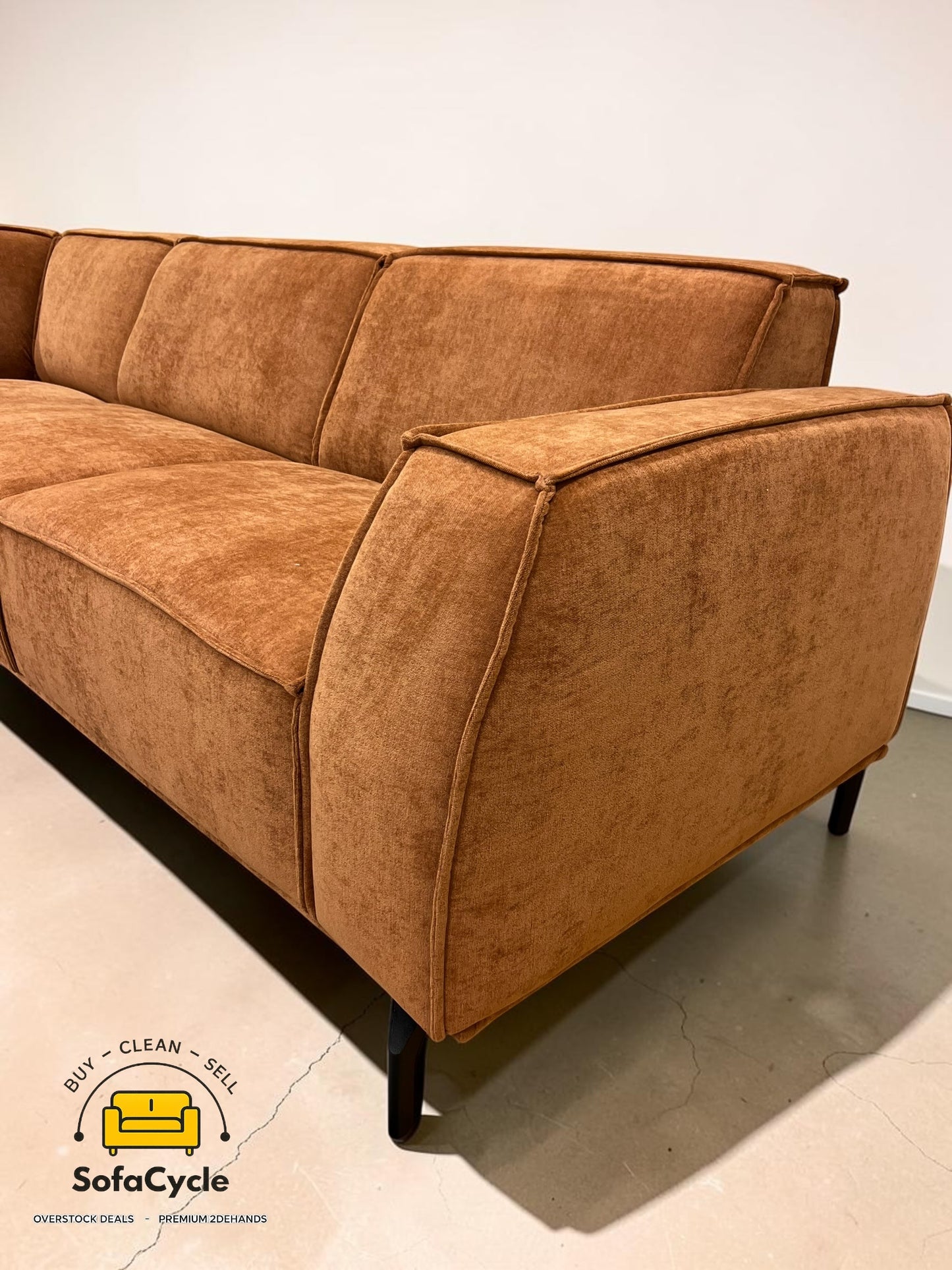 Calvaro hoekzetel roestbruin in stof, hoek R – overstock