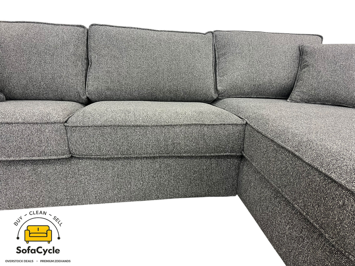 Hoekzetel grijs in stof, hoek R – overstock