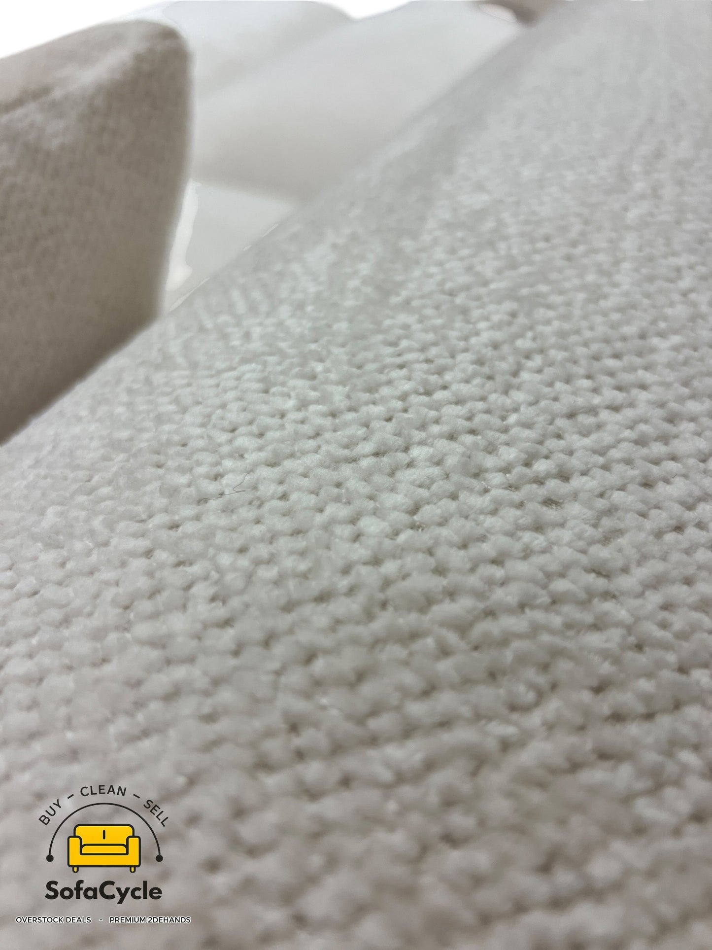 Hoekzetel wit in bouclé extra breed ligvlak, hoek R – overstock