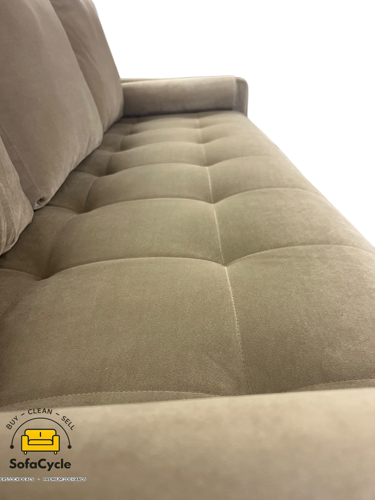 NV Gallery 3-zit + 2-zit taupe in fluweel – overstock