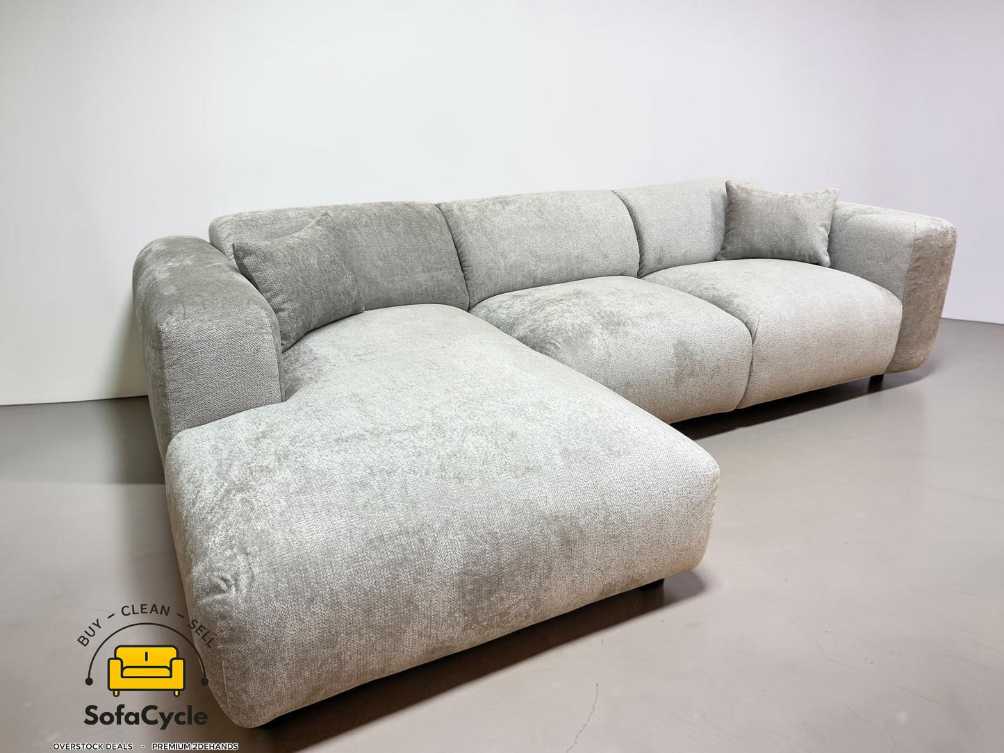 Hoekzetel grijs in bouclé, hoek L -overstock