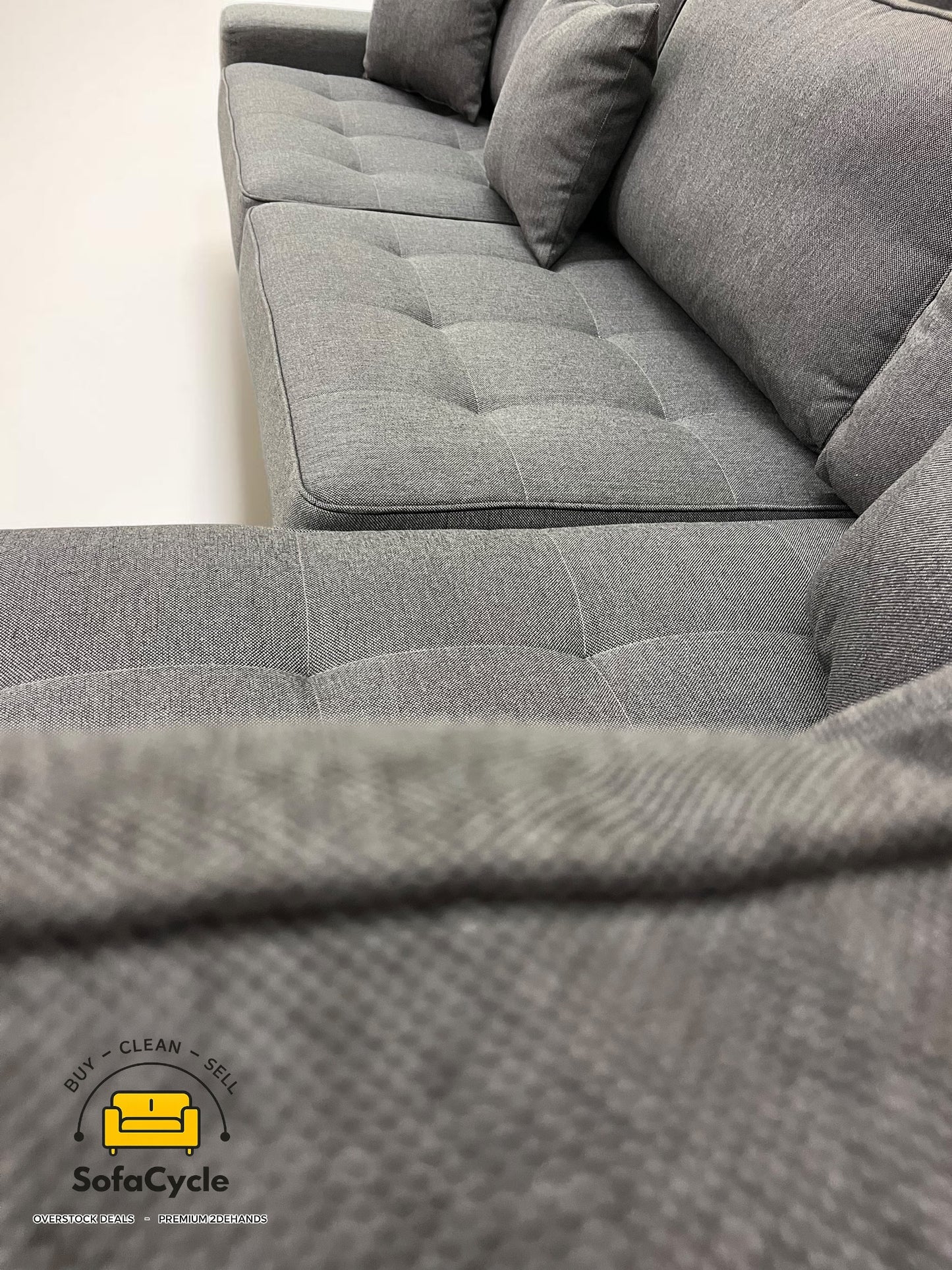 Hoekzetel zwart in stof extra ruim, hoek R – overstock