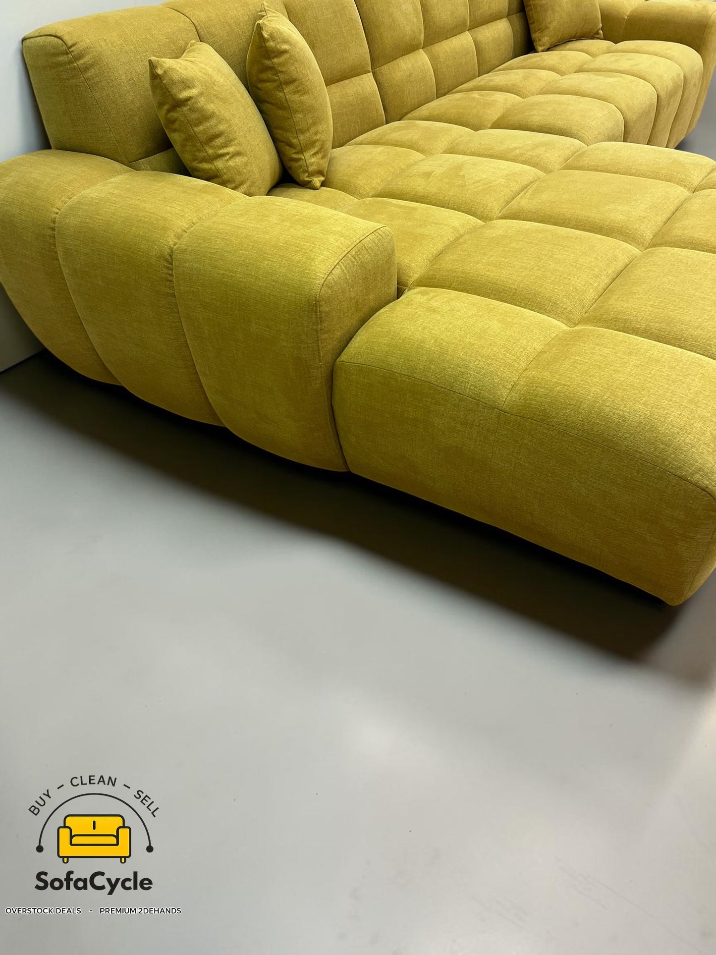 Goossens Opulent hoekzetel geel in stof, hoek L – overstock