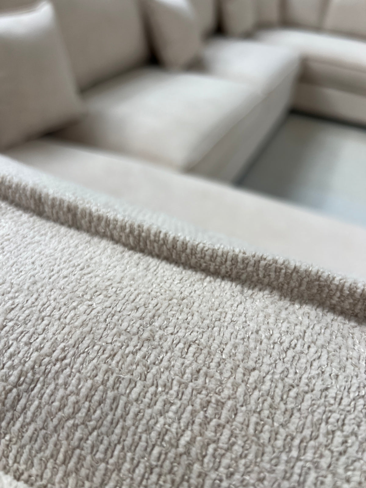 U-zetel beige in ribstof – overstock