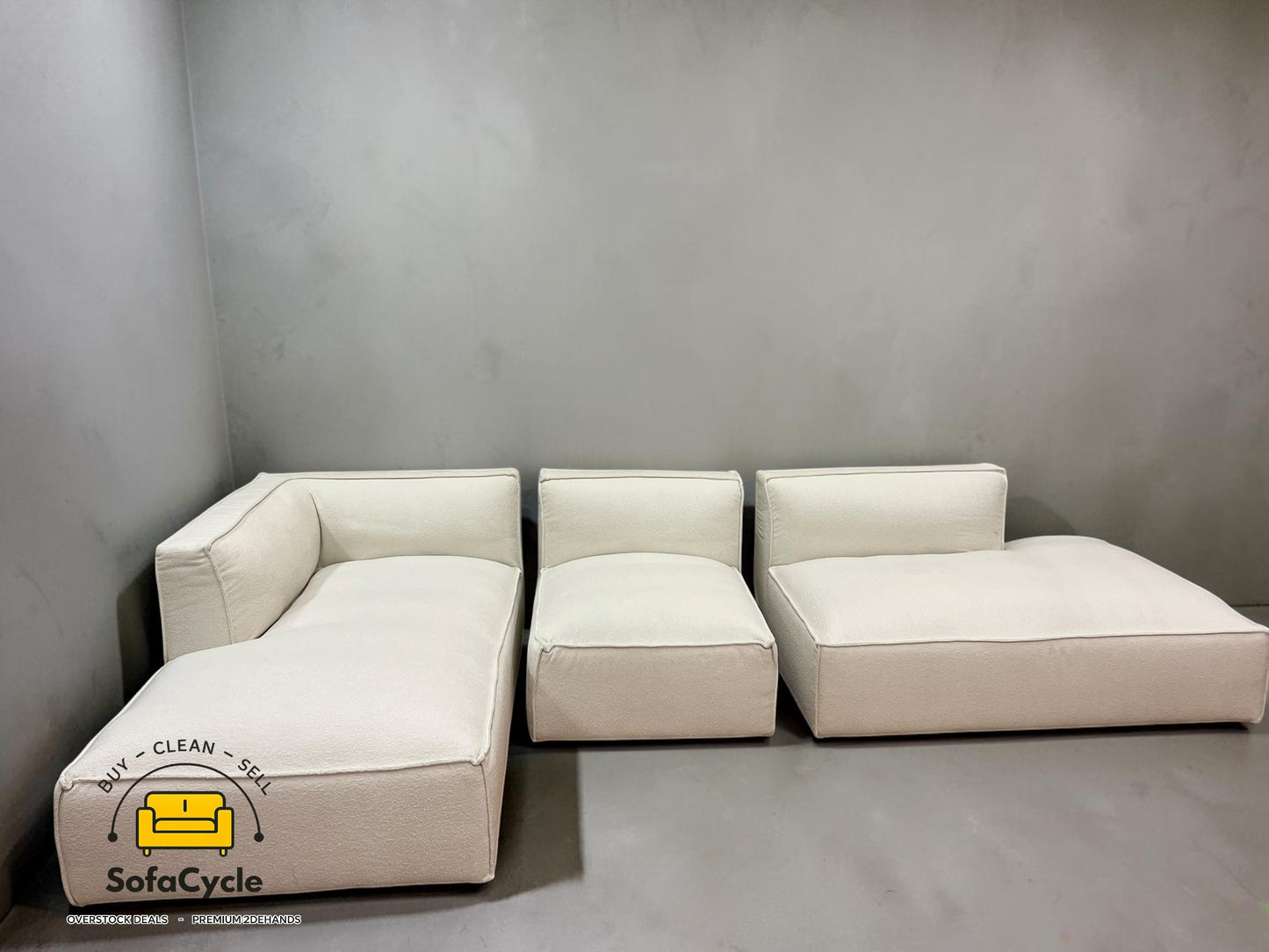 NV Fashion hoekzetel wit in bouclé, hoek L – overstock