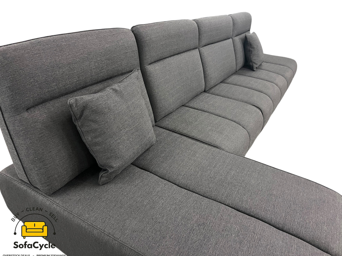 Hoekzetel zwart in stof, modulair – overstock