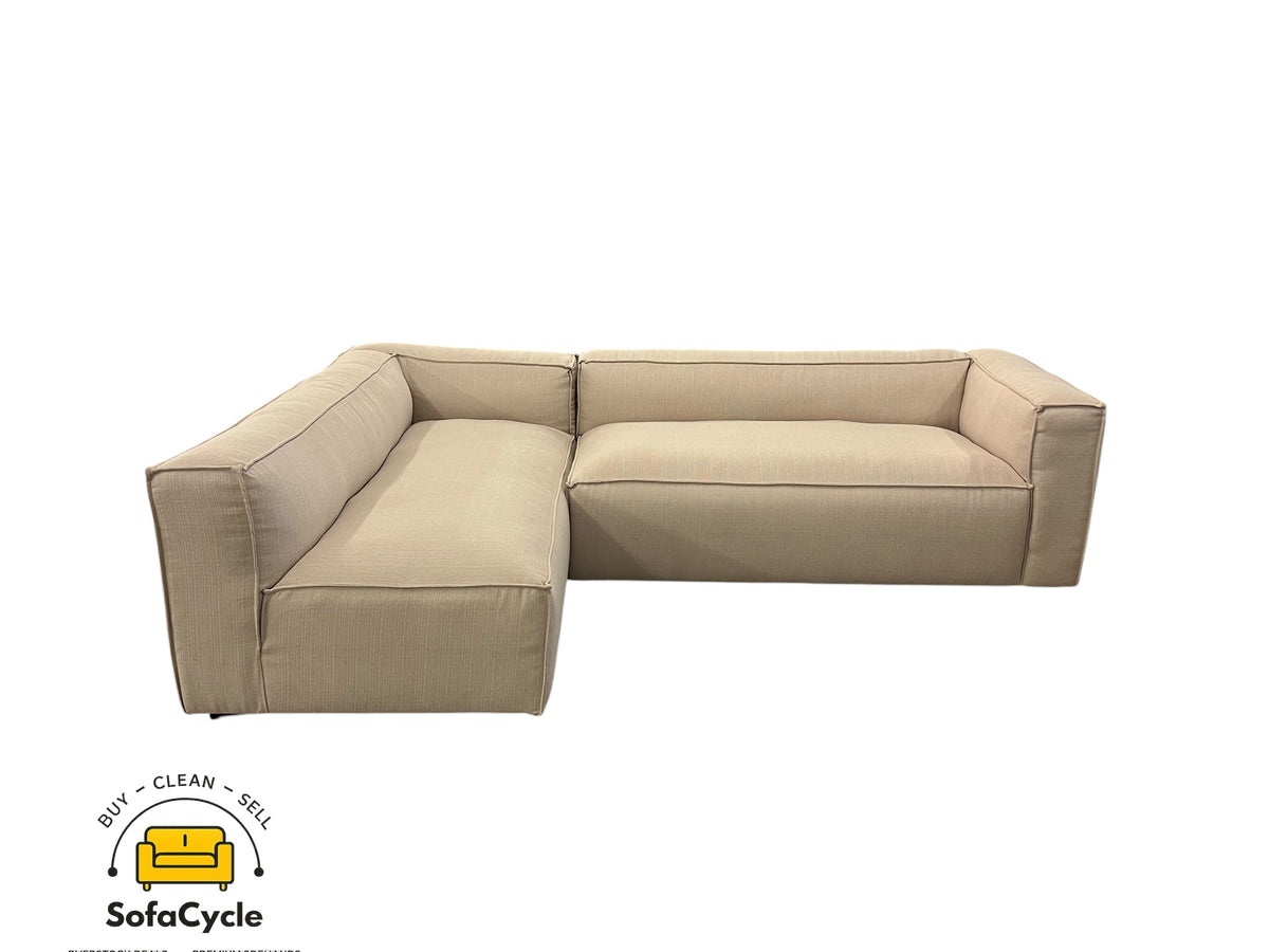 Hoekzetel beige in stof, hoek L – overstock