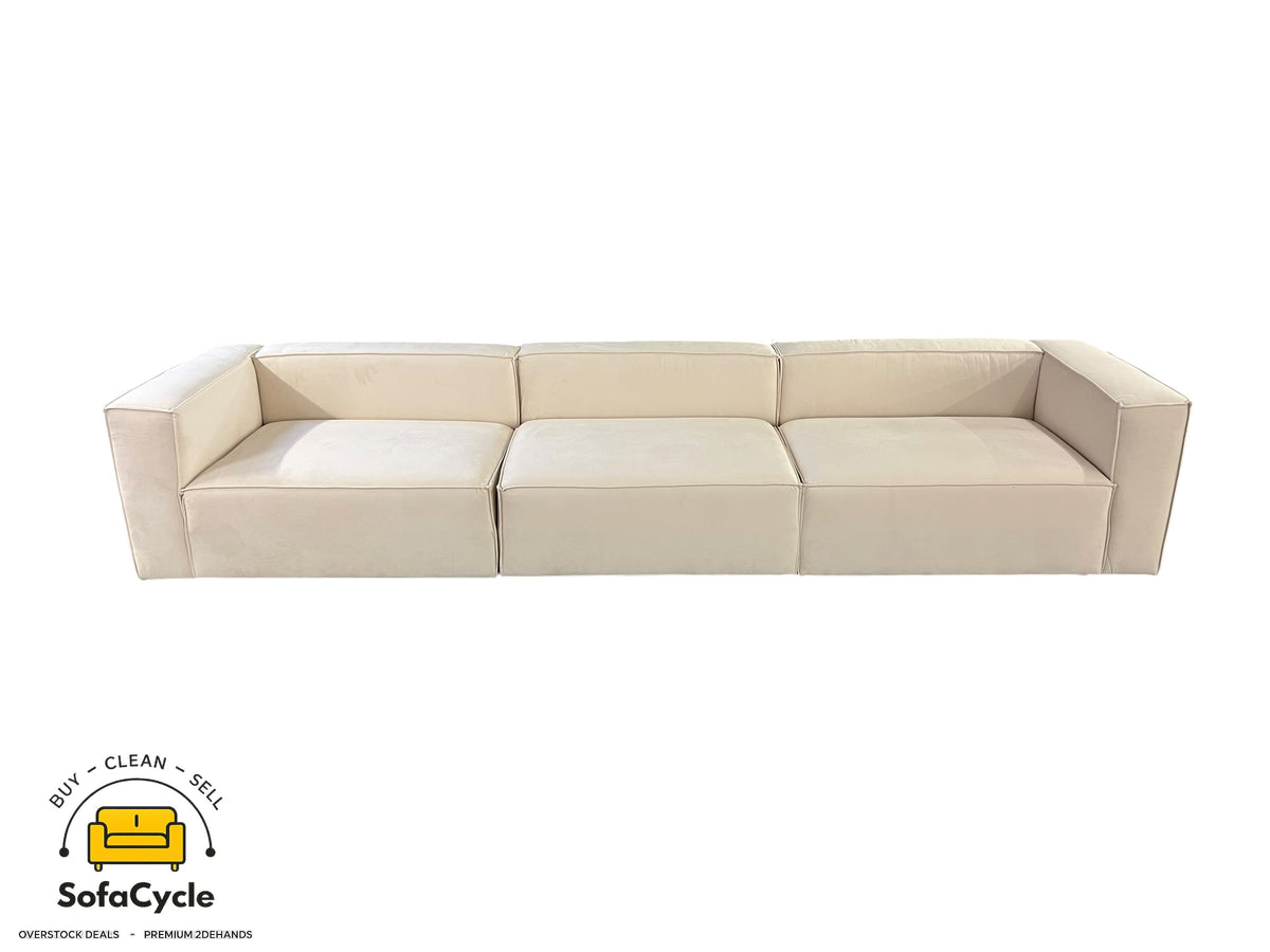 4-zit beige in fluweel, modulair – overstock