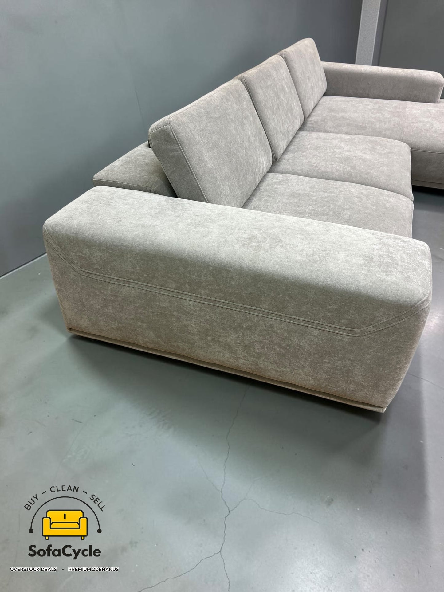 Amalfi hoekzetel grijs met hoofdsteun, hoek L – overstock