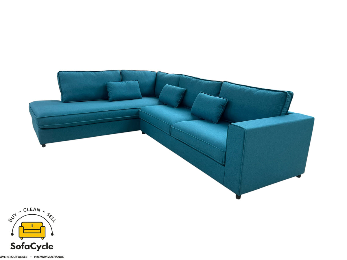 Hoekzetel blauw in stof, hoek L – overstock