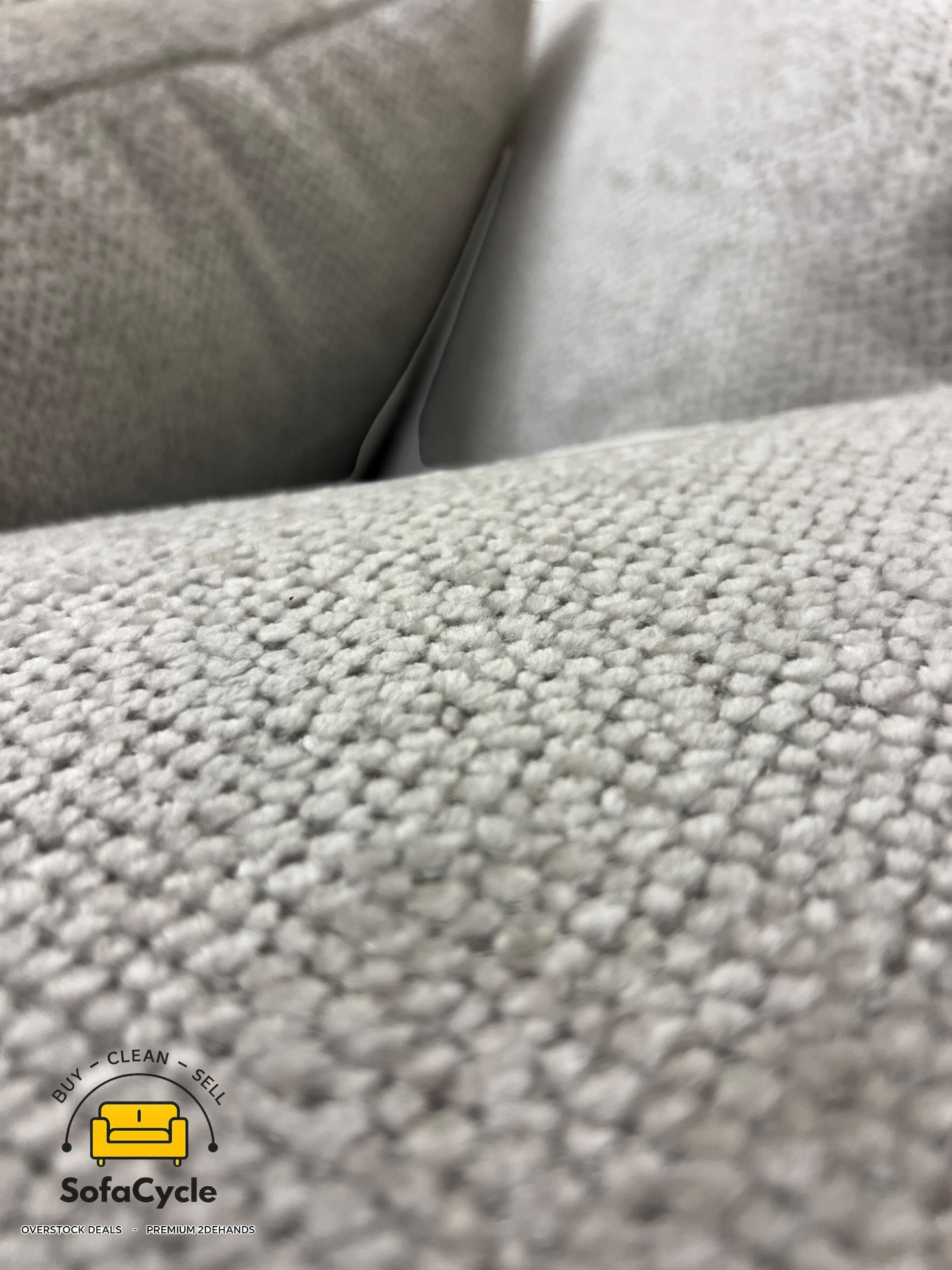 Hoekzetel grijs in bouclé met extra breed ligvlak – overstock