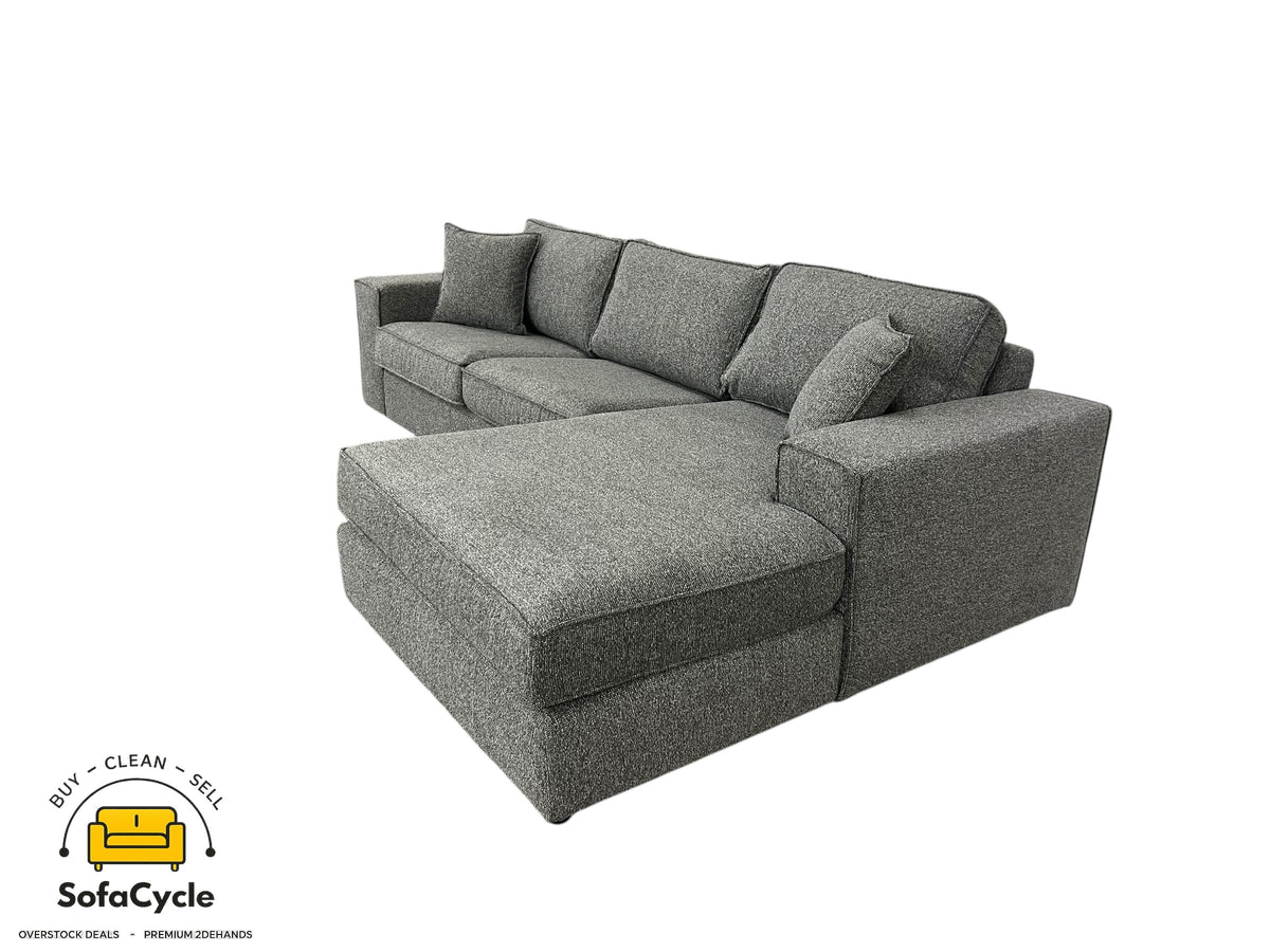 Hoekzetel grijs in stof, hoek R – overstock