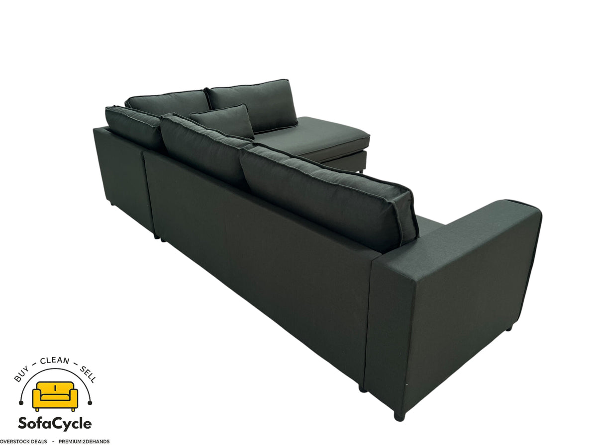 Hoekzetel groen in stof, hoek R – overstock
