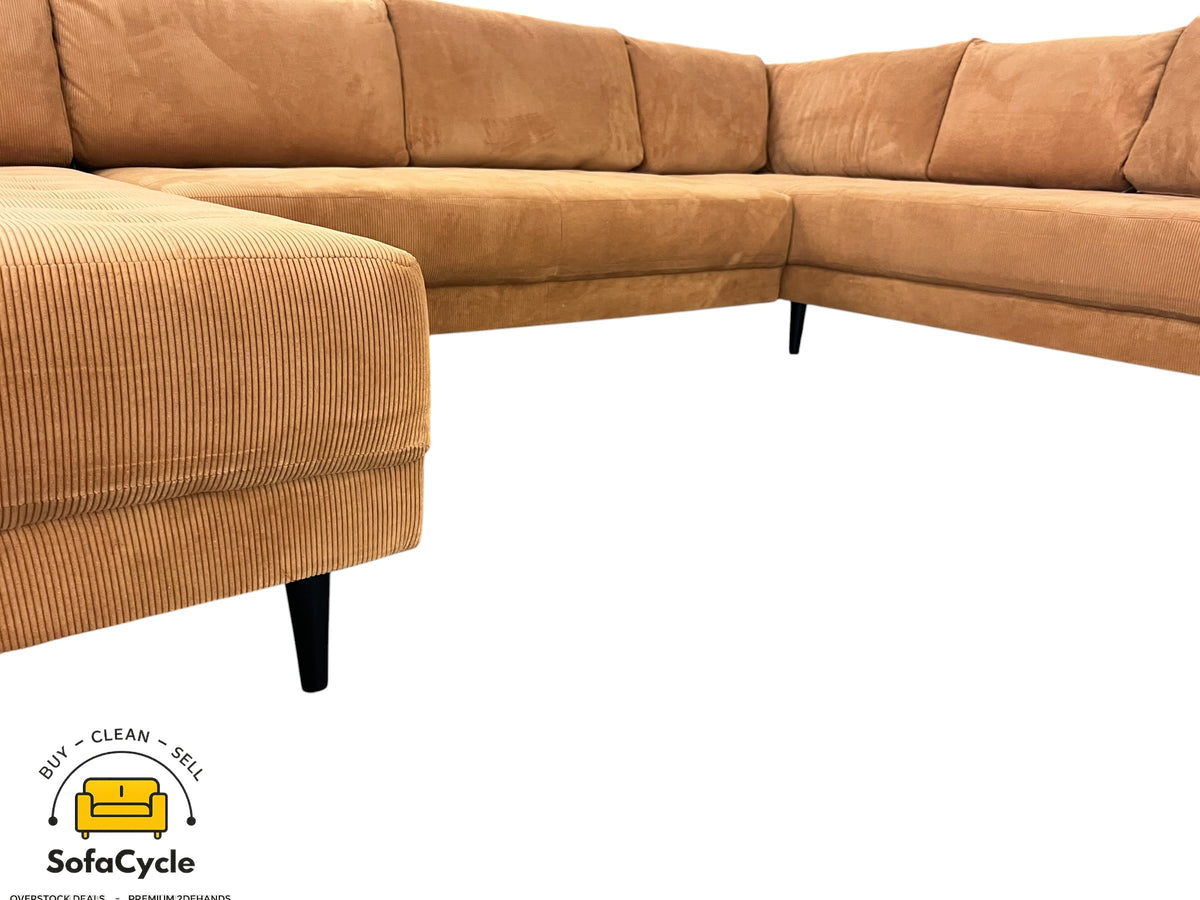 U-zetel cognac in ribstof – overstock