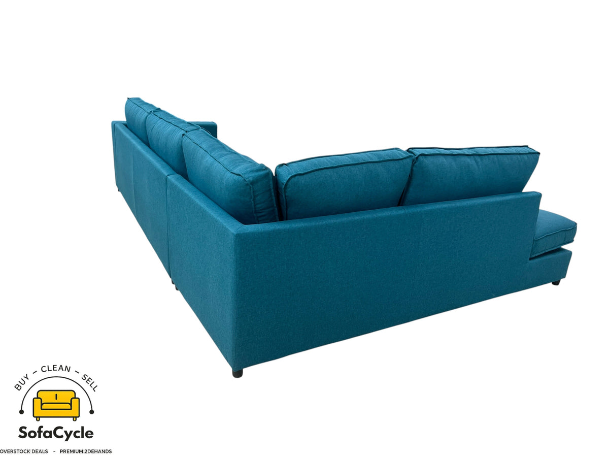 Hoekzetel blauw in stof, hoek L – overstock