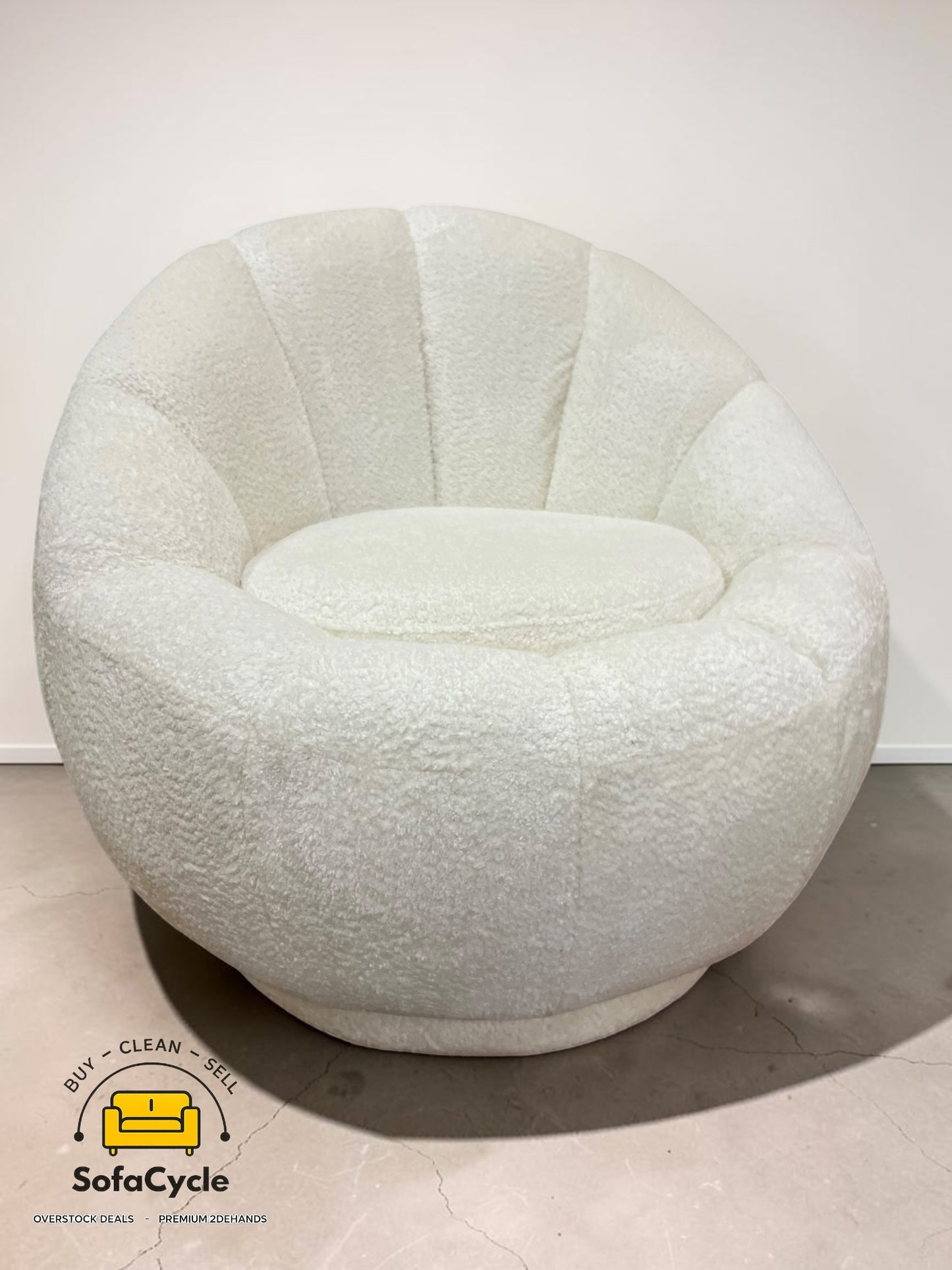Fauteuil wit in bouclé set van 2 draaistoelen – overstock
