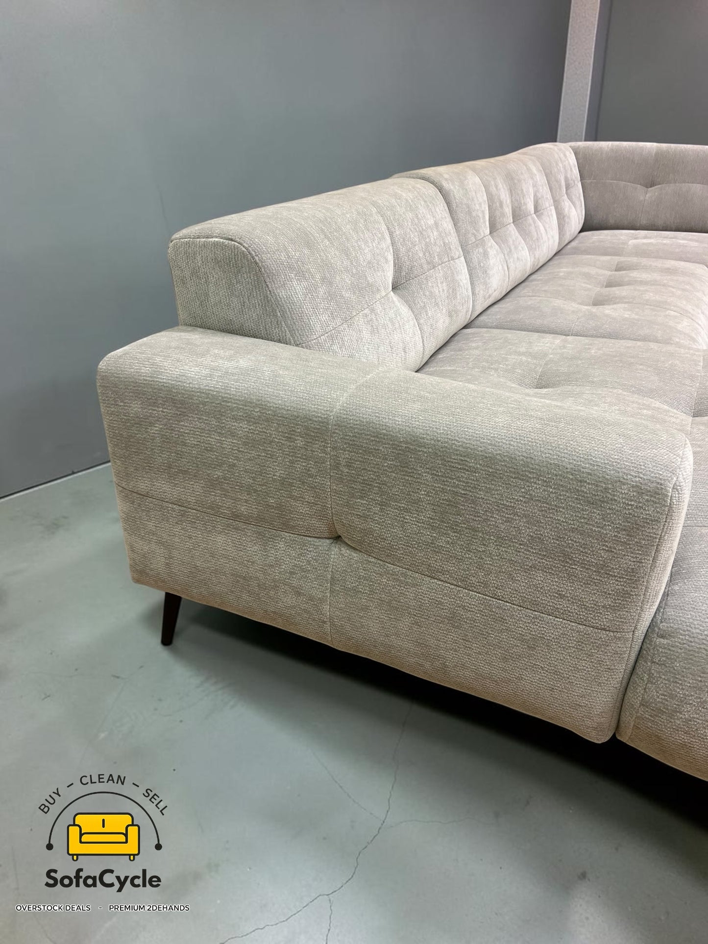 Cardiff U-zetel grijs in bouclé – overstock