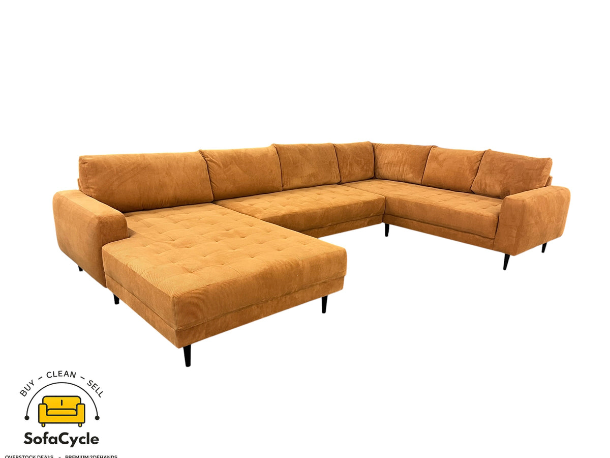 U-zetel cognac in ribstof – overstock
