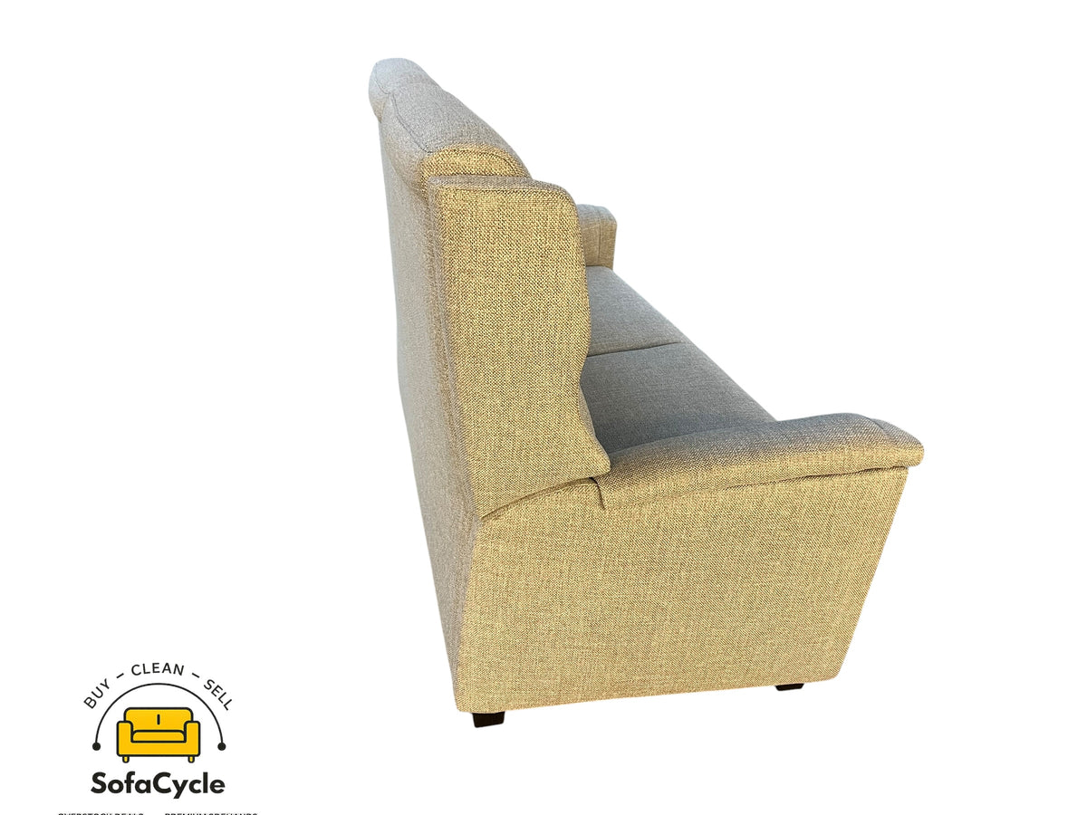 Zetel grijs in stof met hoge rugleuning – tweedehands