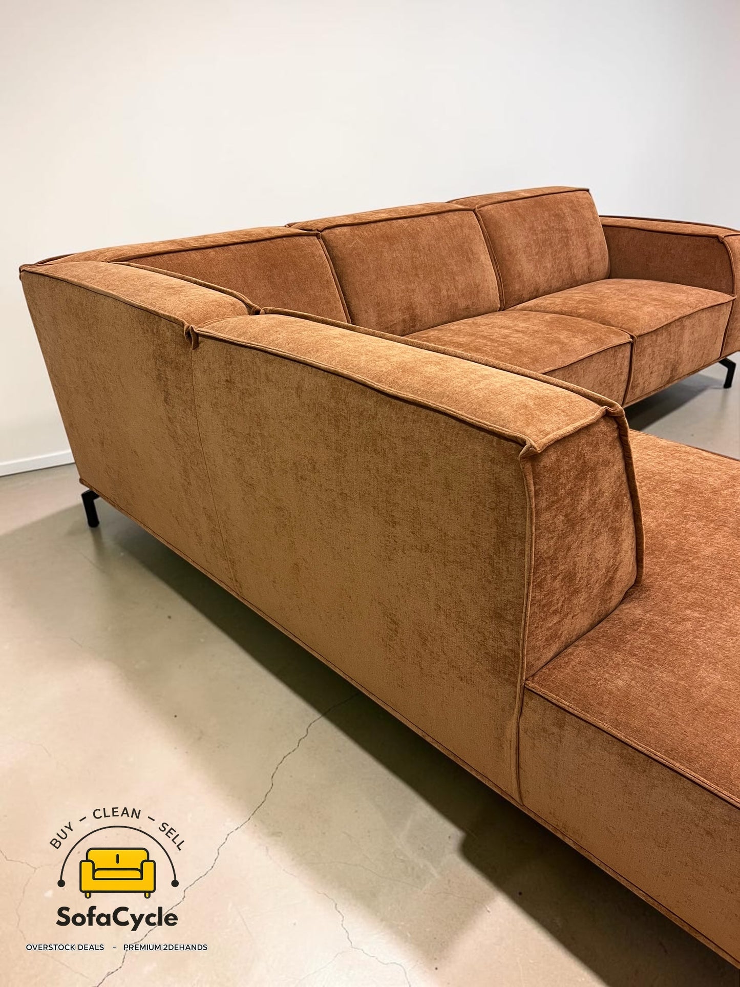 Calvaro hoekzetel roestbruin in stof, hoek R – overstock