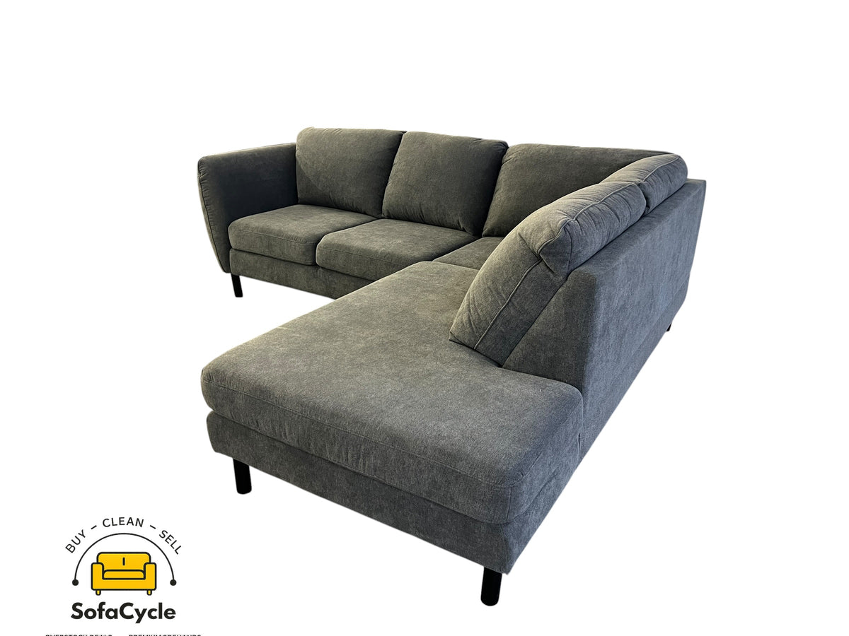 Ruime hoekzetel grijs in stof, hoek R – overstock