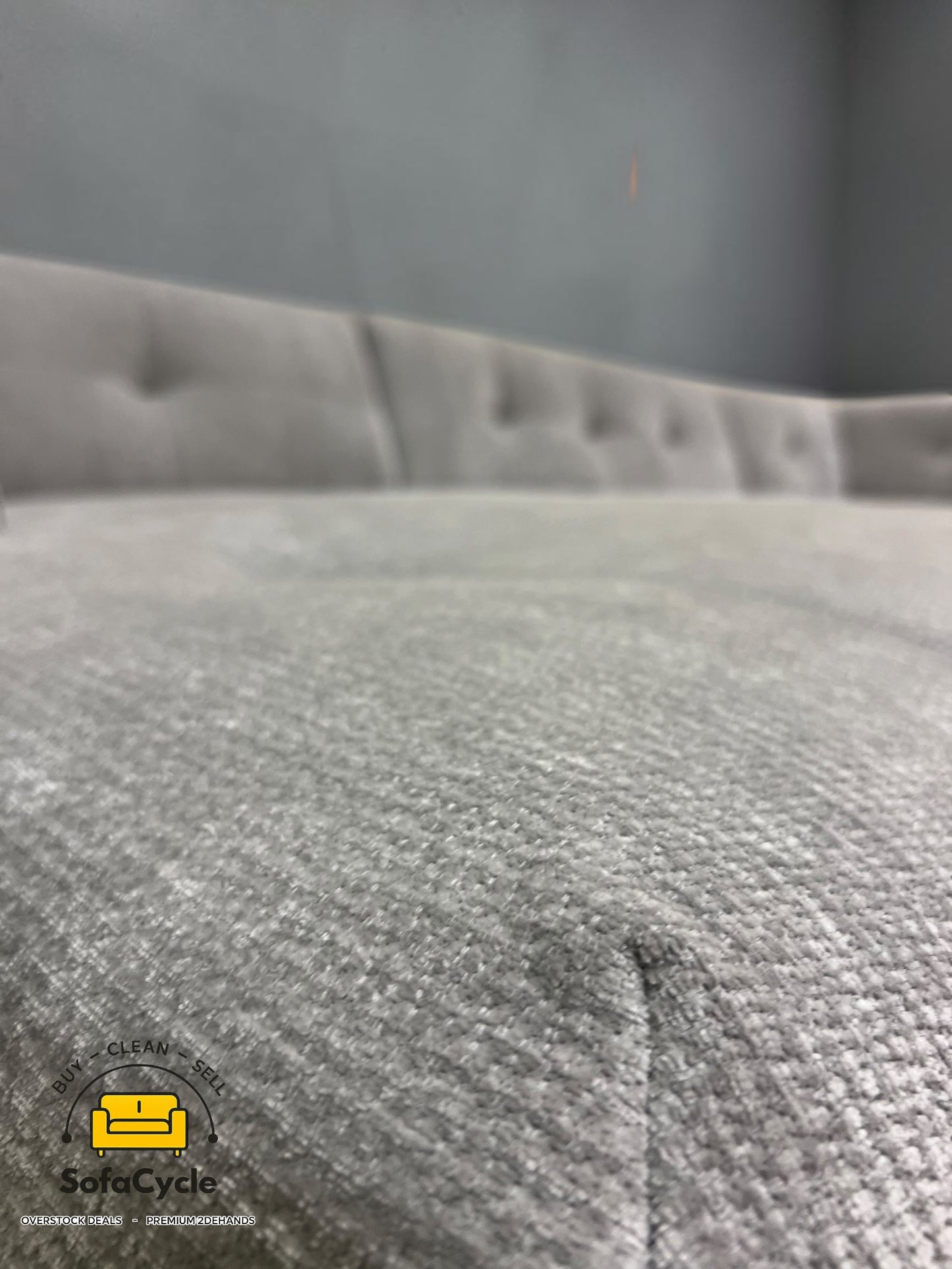 Cardiff U-zetel grijs in bouclé – overstock