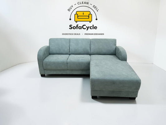 Hoekzetel appelblauwzeegroen in stof, hoek R – overstock