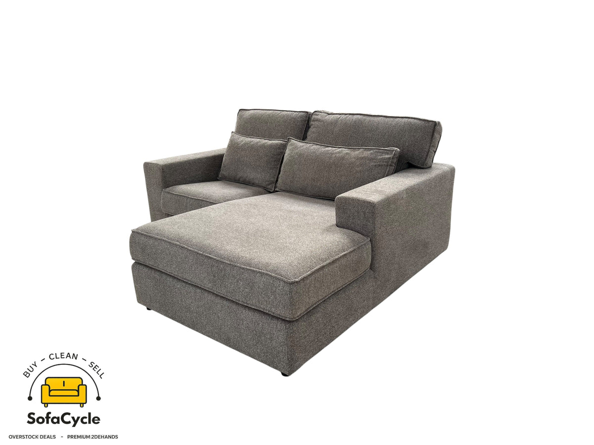Compacte hoekzetel grijs in stof, hoek R – overstock