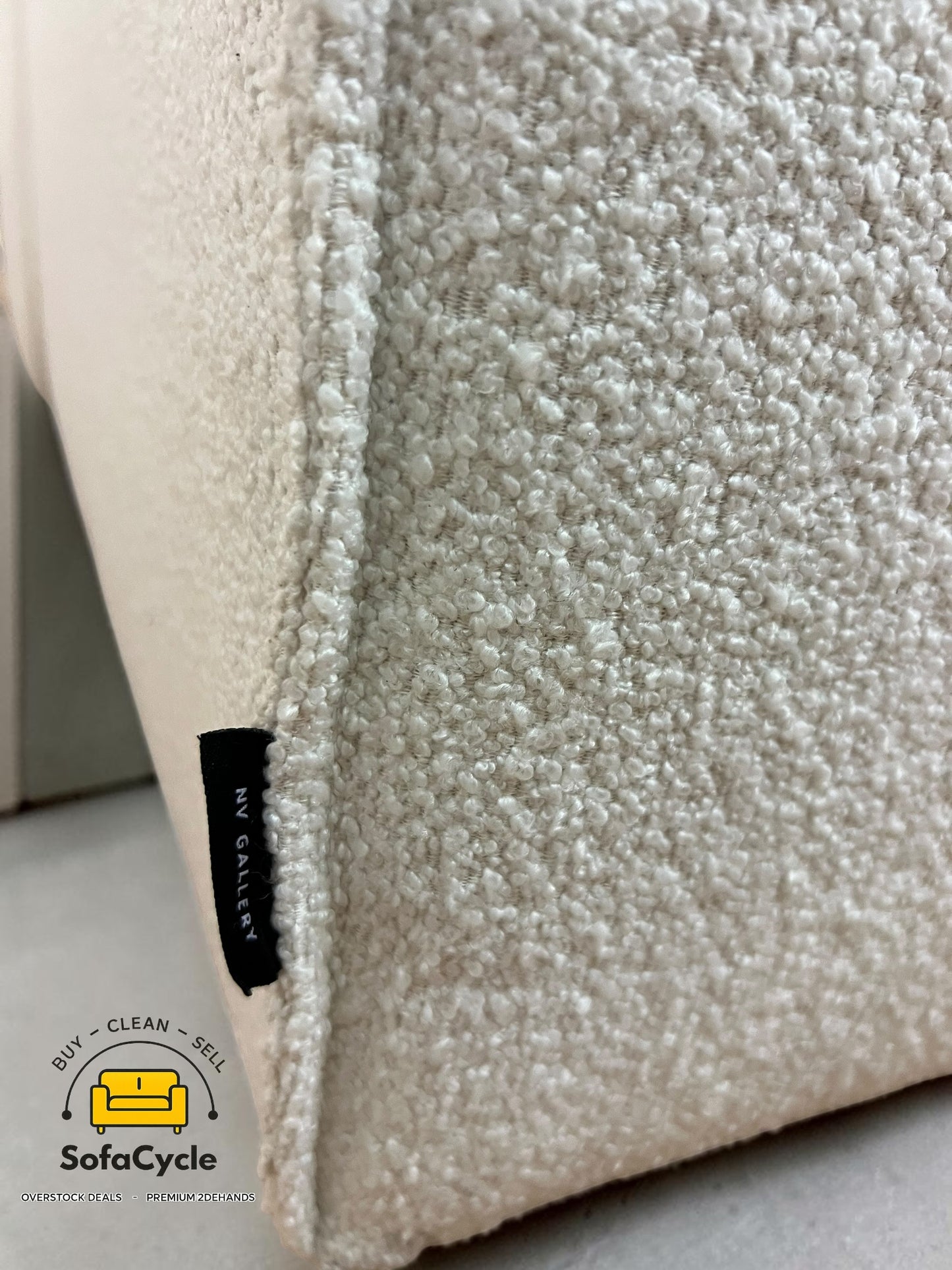 NV Fashion hoekzetel wit in bouclé, hoek L – overstock