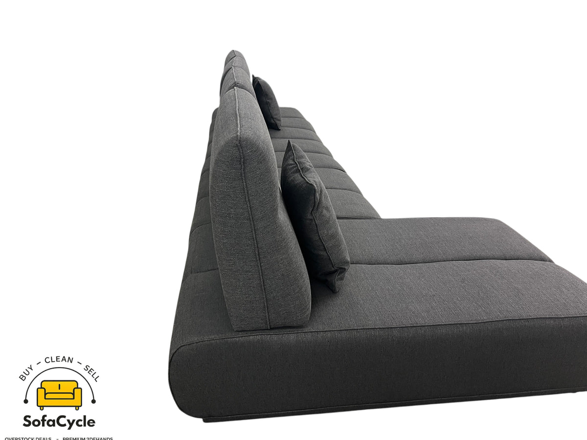 Hoekzetel zwart in stof, modulair – overstock
