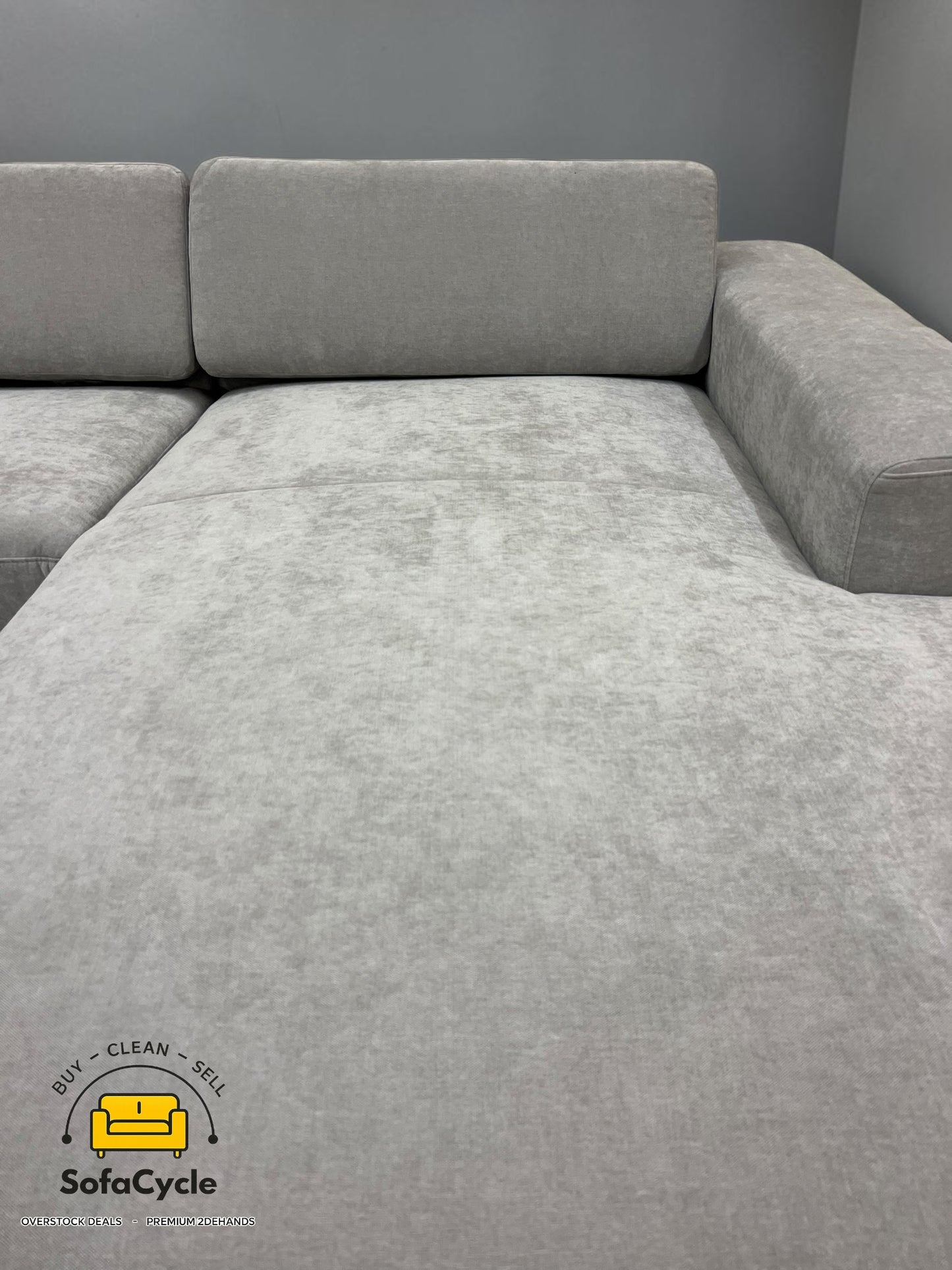 Amalfi hoekzetel grijs met hoofdsteun, hoek L – overstock
