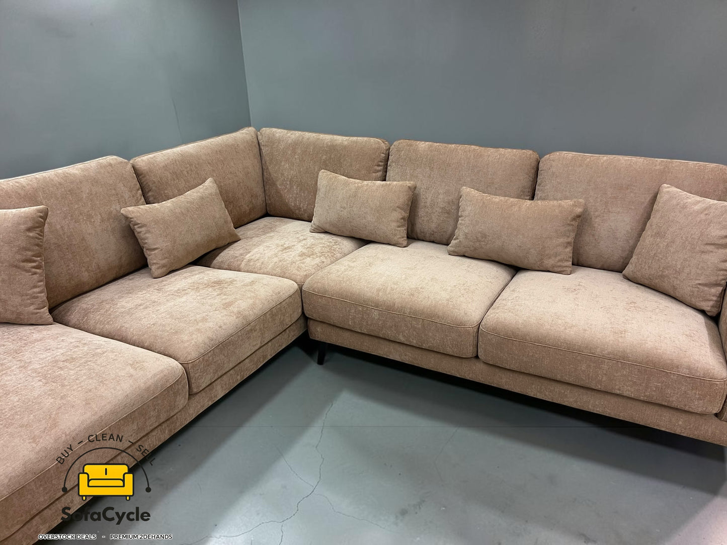 Luton hoekzetel rosé taupe in stof, hoek L – overstock