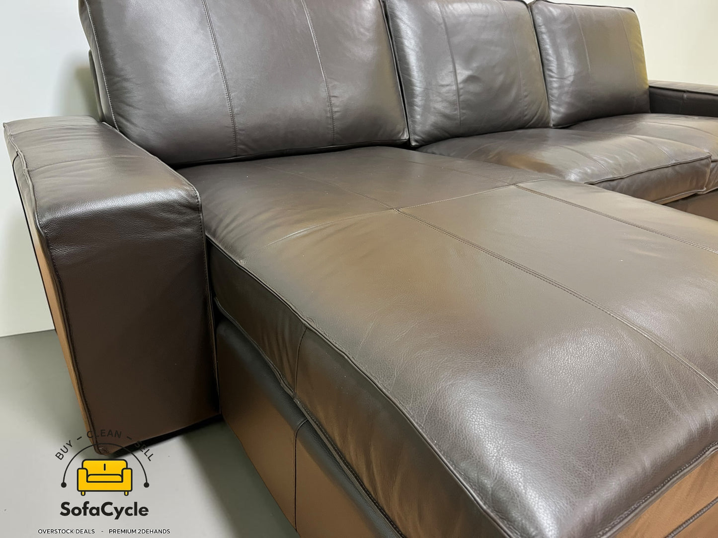 IKEA hoekzetel bruin in echt leder, hoek L – tweedehands