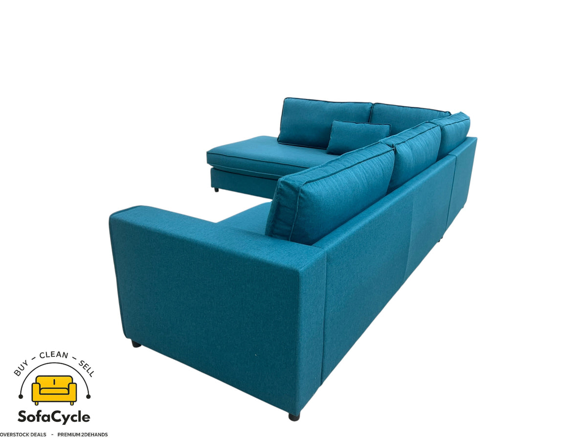 Hoekzetel blauw in stof, hoek L – overstock