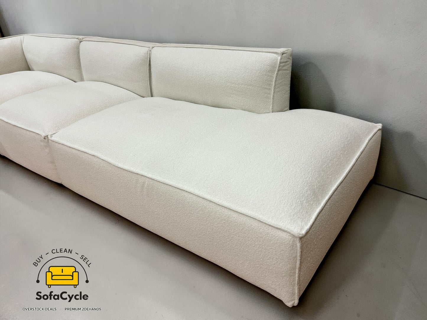 NV Fashion hoekzetel wit in bouclé, hoek L – overstock