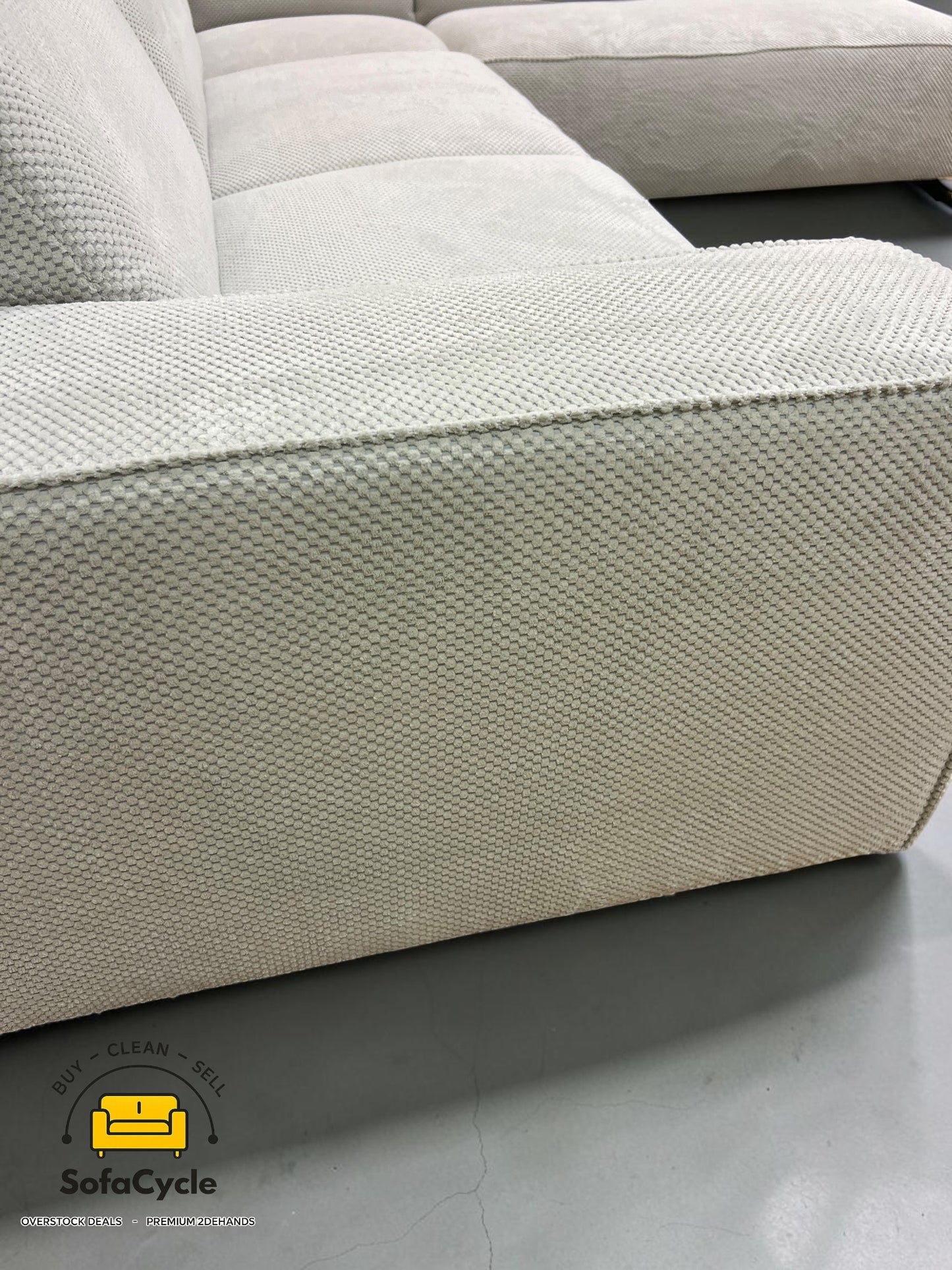 Manchester hoekzetel wit in bouclé, hoek L – overstock