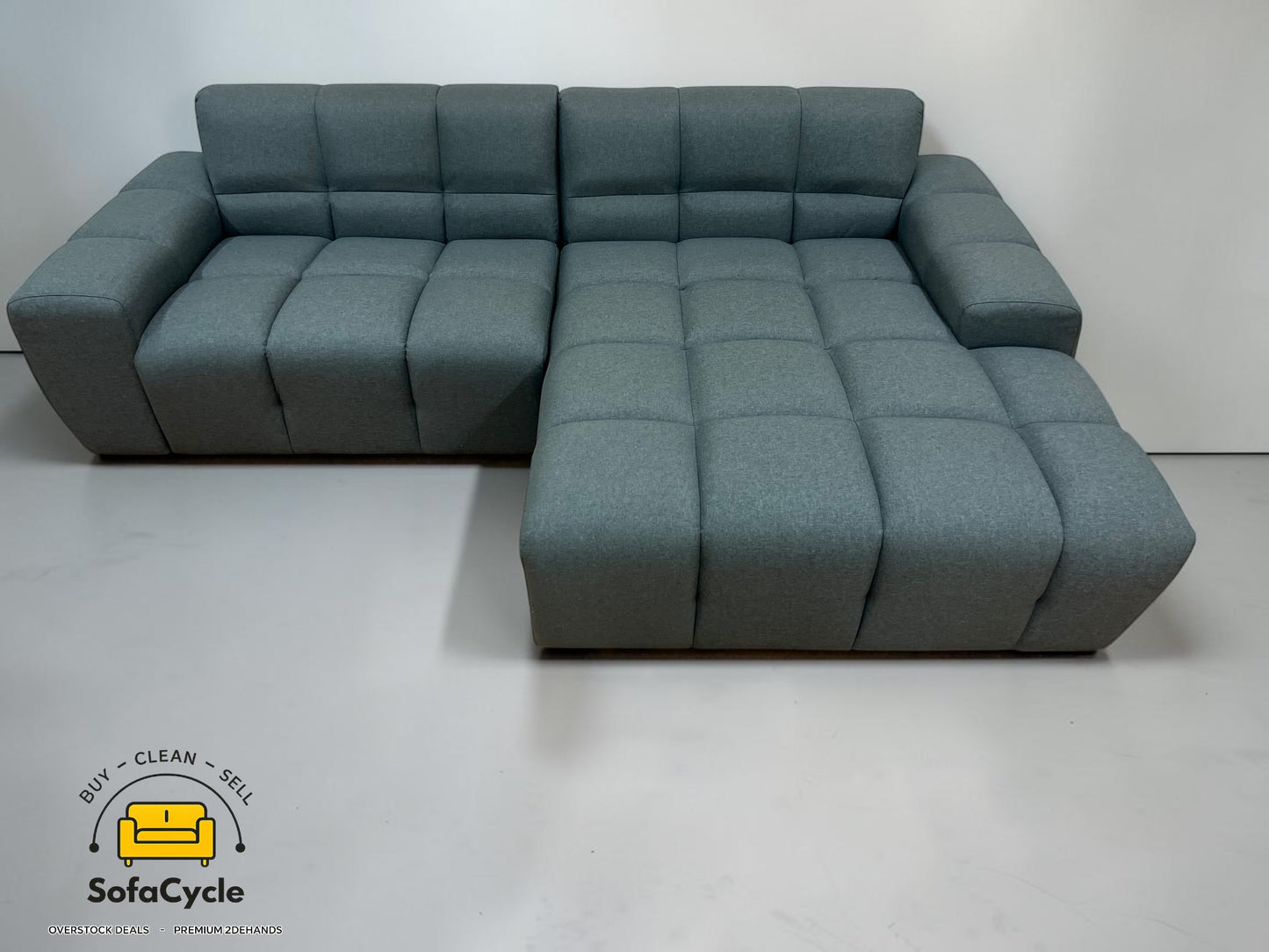 Goossens Opulent hoekzetel blauw in stof, hoek R – overstock