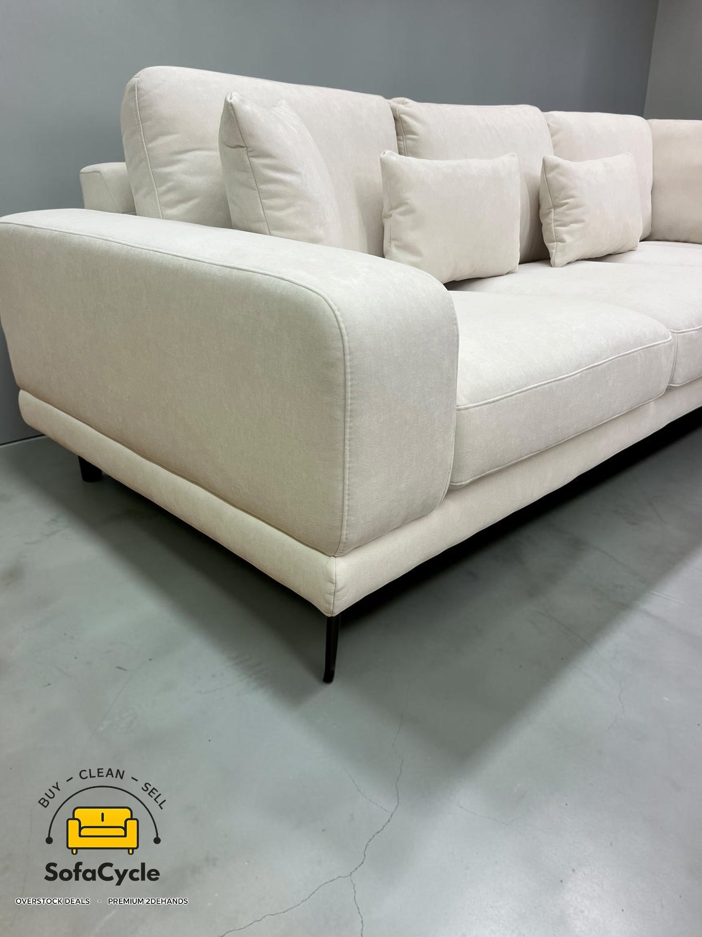 Luton hoekzetel wit in stof, hoek R – overstock