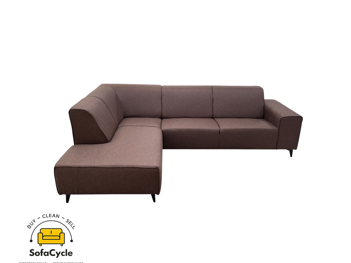 Hoekzetel bruin in stof, hoek L – overstock