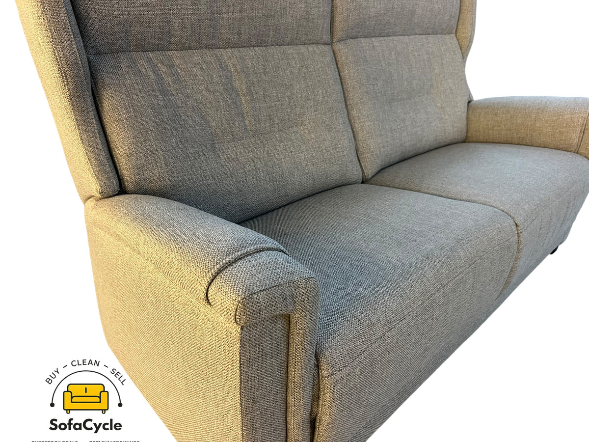 Zetel grijs in stof met hoge rugleuning – tweedehands