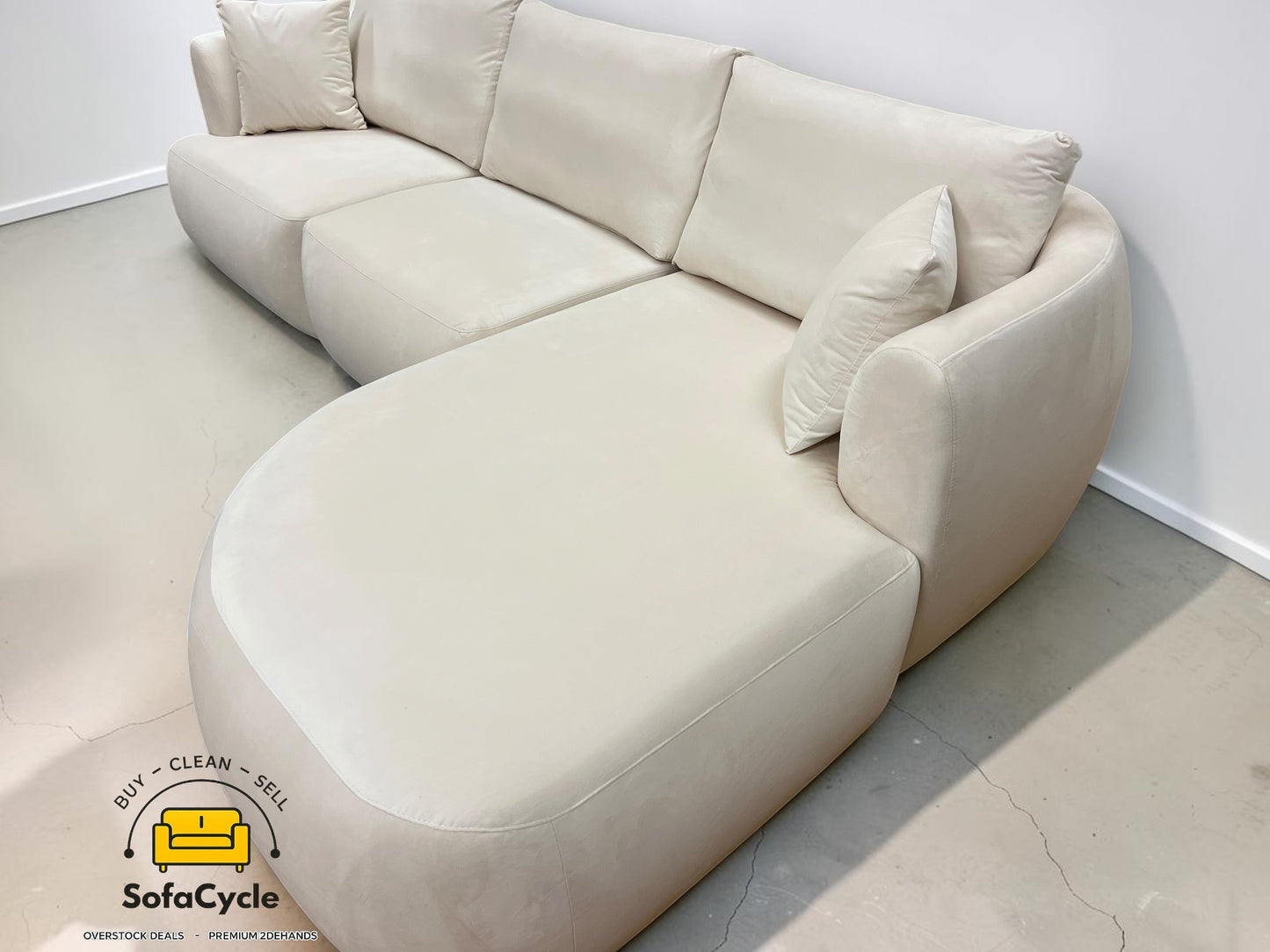 Bobochic Paris hoekzetel beige in fluweel – overstock