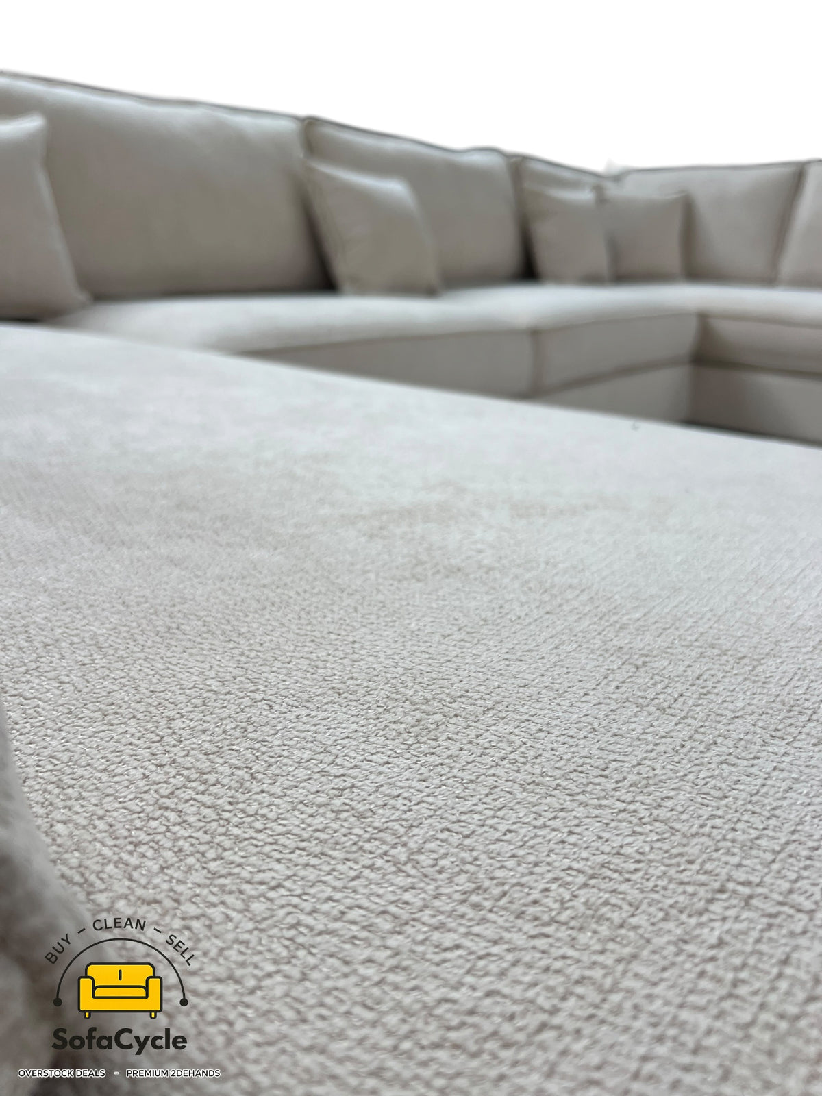 U-zetel beige in ribstof – overstock