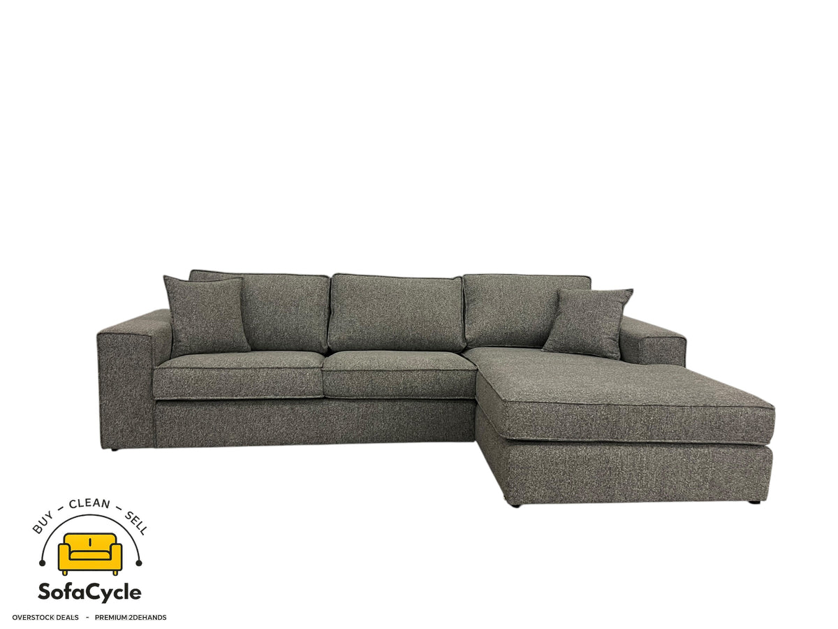 Hoekzetel grijs in stof, hoek R – overstock