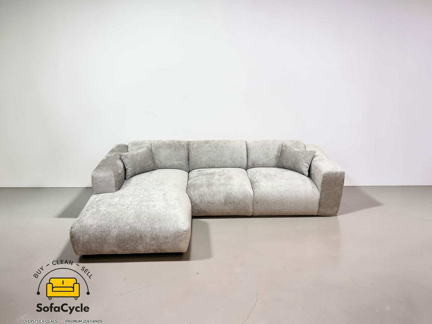Hoekzetel grijs in bouclé, hoek L -overstock