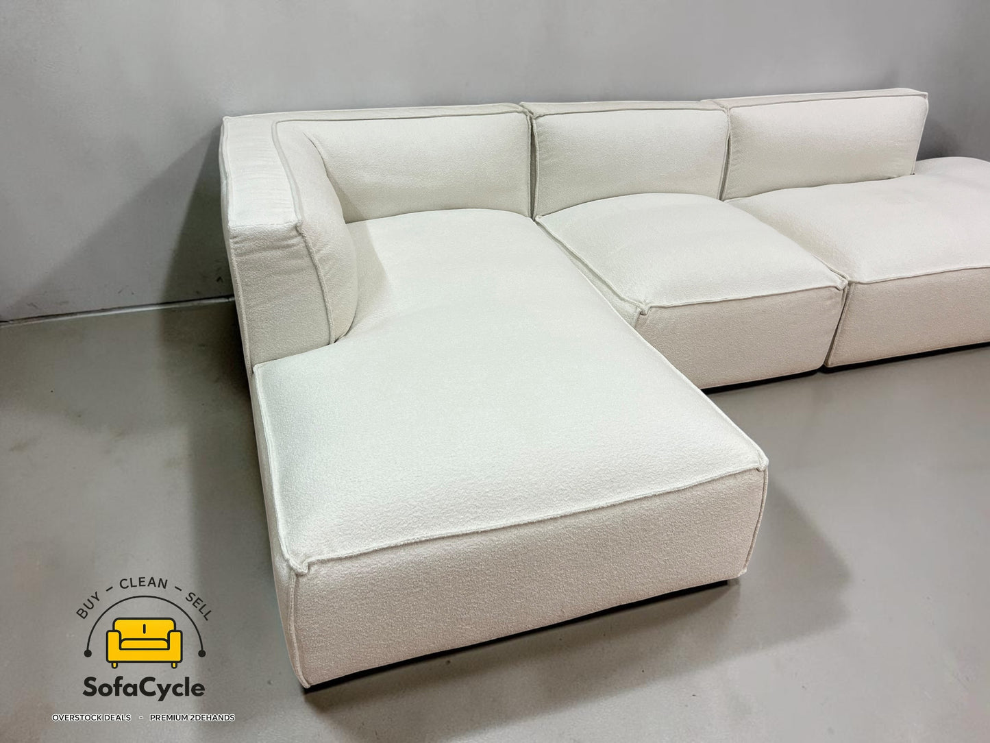 NV Fashion hoekzetel wit in bouclé, hoek L – overstock